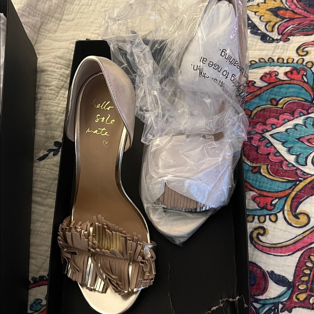 Banana Republic Metallic Heels with Fringe Detail